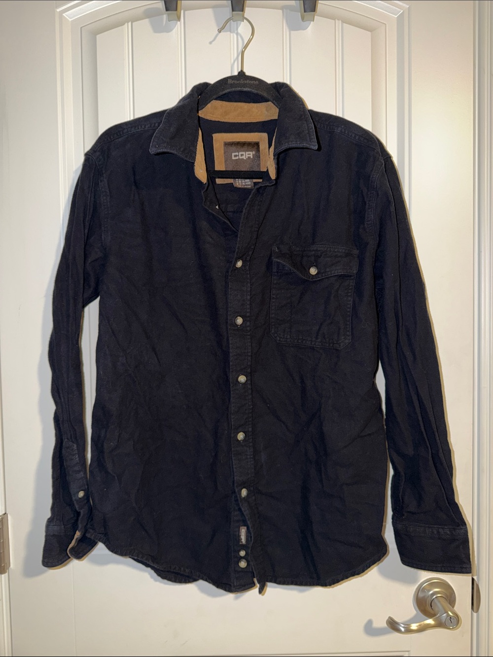 CQR Men's Black Corduroy Long-Sleeve Shirt SIZE L